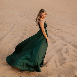 La Femme Forest Green Maxi Dress